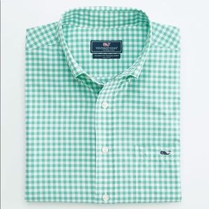 Vineyard vines men’s tucker shirt green gingham L
